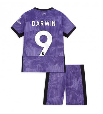 Liverpool Darwin Nunez #9 Kolmas Pelipaita Lasten 2023-24 Lyhyet Hihat (+ Lyhyet housut)